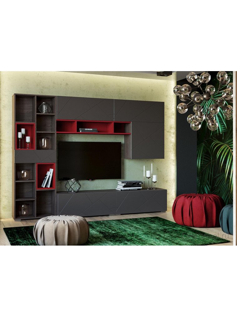 Стеллаж Summit 10 26 НМ 011.94 ПВХ софт графит / ярко-красный / ясень анкор темный kr