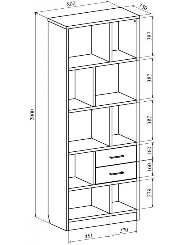 Стеллаж Виктория ВИ-2К дуб крафт золотой