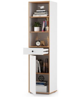 Книжный шкаф Вель 13.146 белый премиум / дуб золотой craft