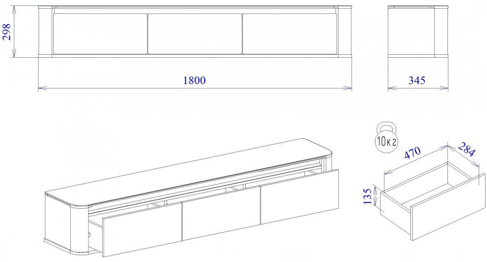 Тумба под ТВ Лацио малая серый камень / дуб гладстоун белый