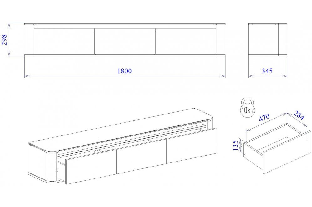 Тумба под ТВ Лацио малая серый камень / дуб гладстоун белый