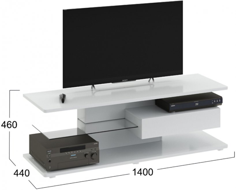 ТВ-тумба Diamond тип 1 белый глянец