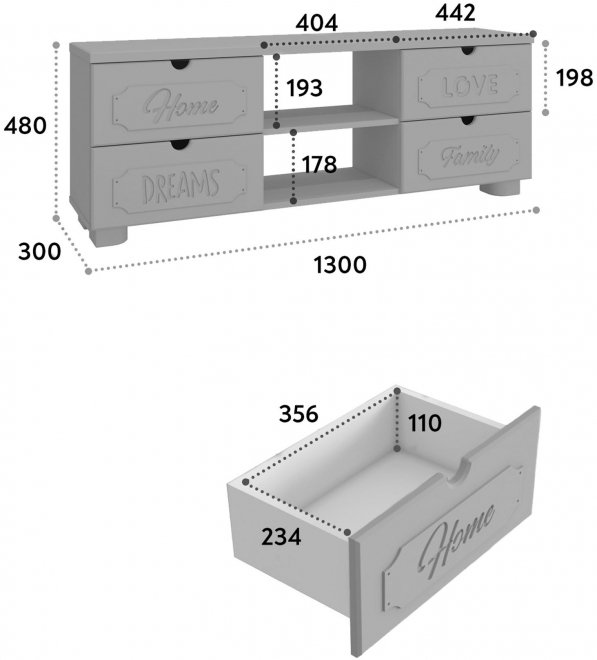 ТВ-тумба ДримСтар ДС-15 белое дерево