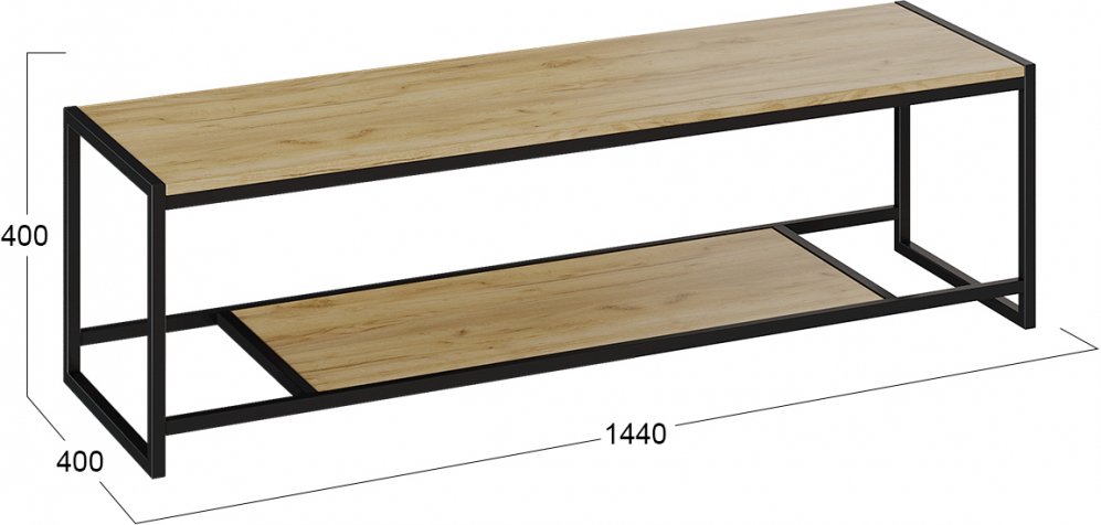 ТВ-тумба Лофт Тип 3 черный / дуб крафт золотой