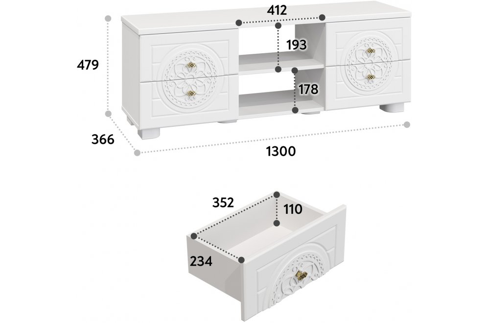 ТВ-тумба Монблан МБ-39К белое дерево