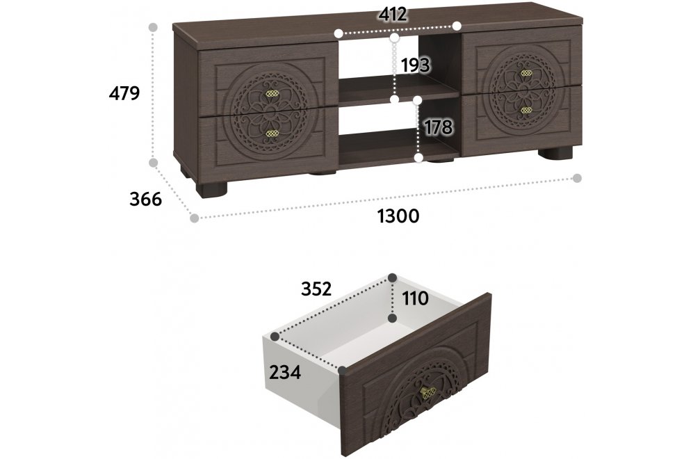 ТВ-тумба Монблан МБ-39К венге / орех шоколадный