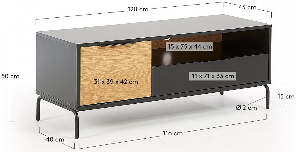 ТВ-тумба Savoi шпон дуба черный