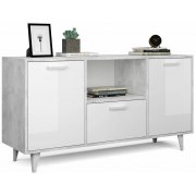 бетон светлый / белый глянец