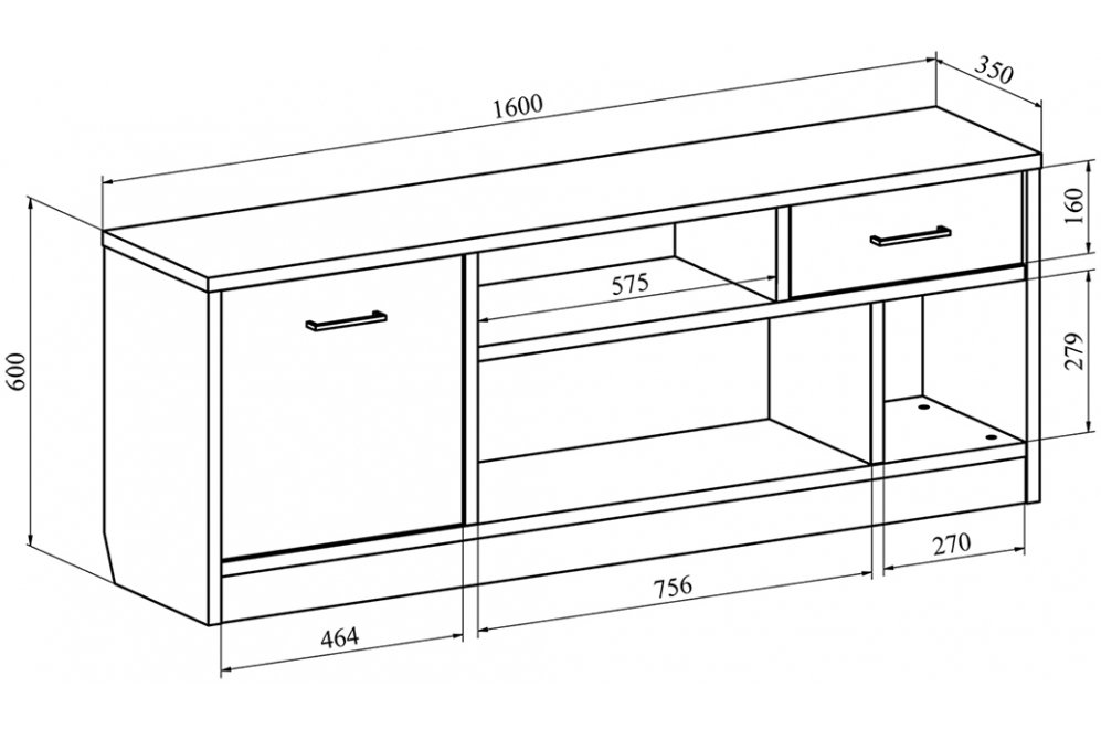 ТВ-тумба Виктория ВИ-1К дуб крафт золотой