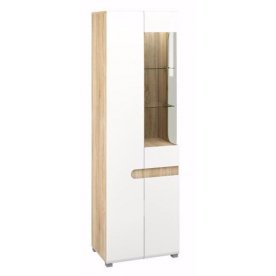 Шкаф с витриной Леонардо МН-026-01/1 дуб сонома / белый полуглянец