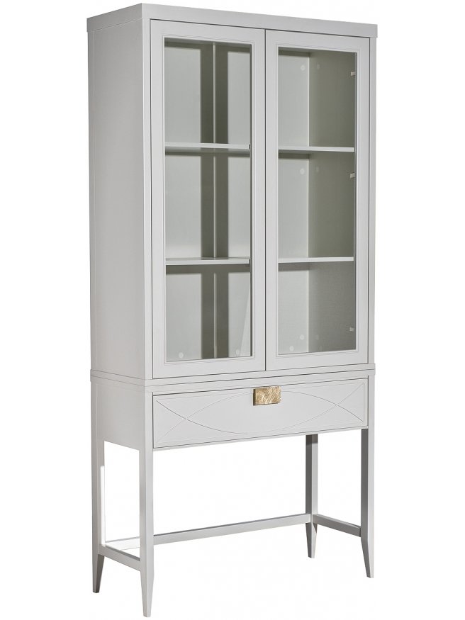 Витрина Аурум широкая два ящика бежевая