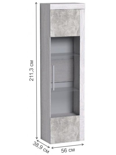 Витрина Леон 1 ясень анкор светлый / ателье светлый высокая