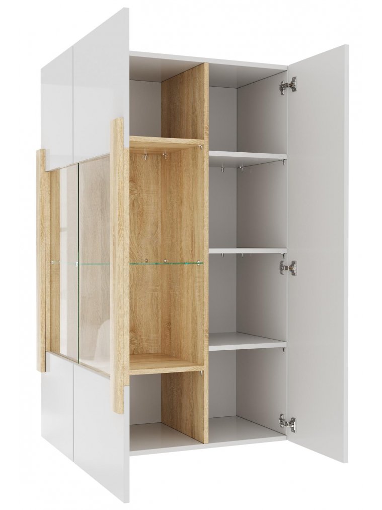 Витрина навесная Куба 1702.М4 дуб сонома / белый глянец