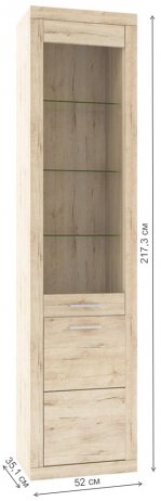 Витрина Oskar 1D1V дуб санремо