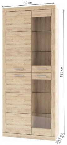 Витрина Oskar 2V2D дуб санремо