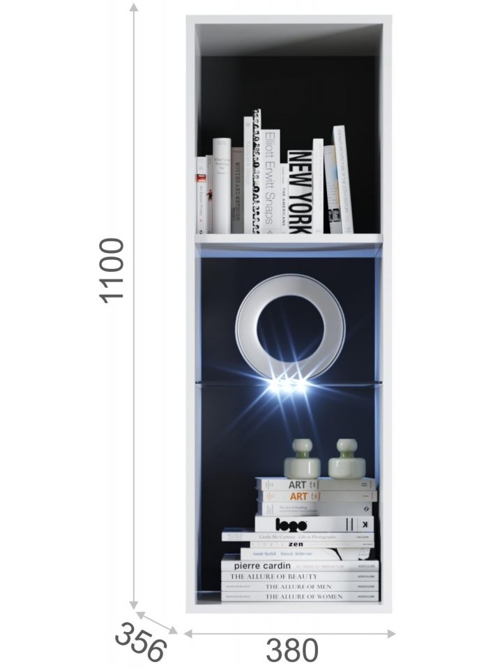 Витрина Азап левая белый жемчуг / белый глянец