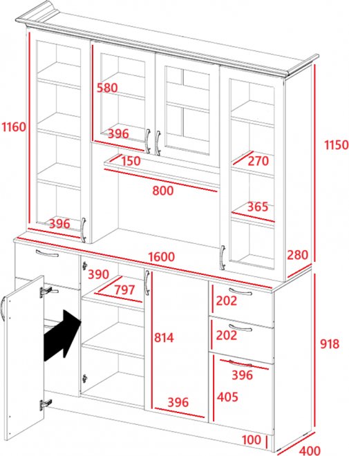 Витрина Прованс-016 клен белый