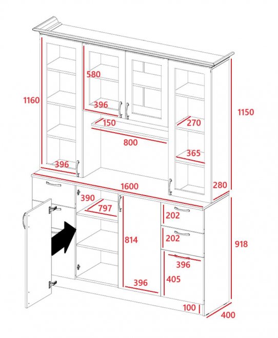 Витрина Прованс-016 клен серый