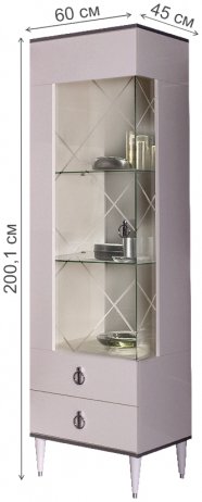 Витрина Rimini РМВ1-1С левая слоновая кость / серебро