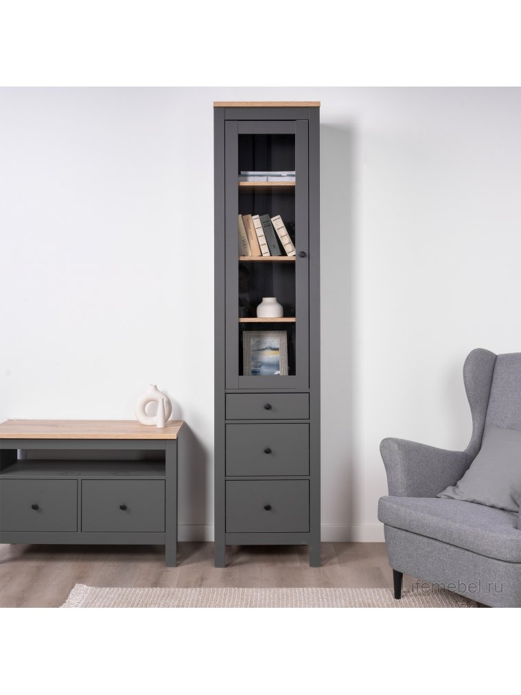 Витрина Сага 50 серый / ясень