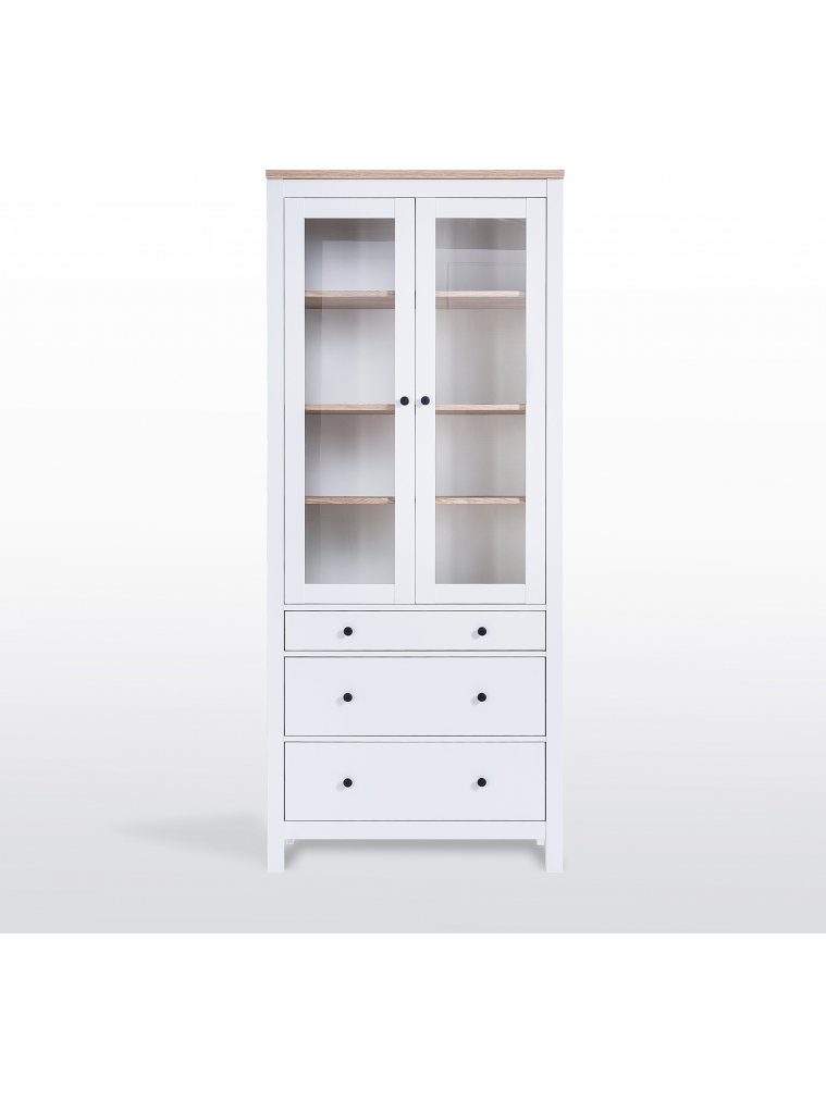 Витрина Сага 90 белый / ясень