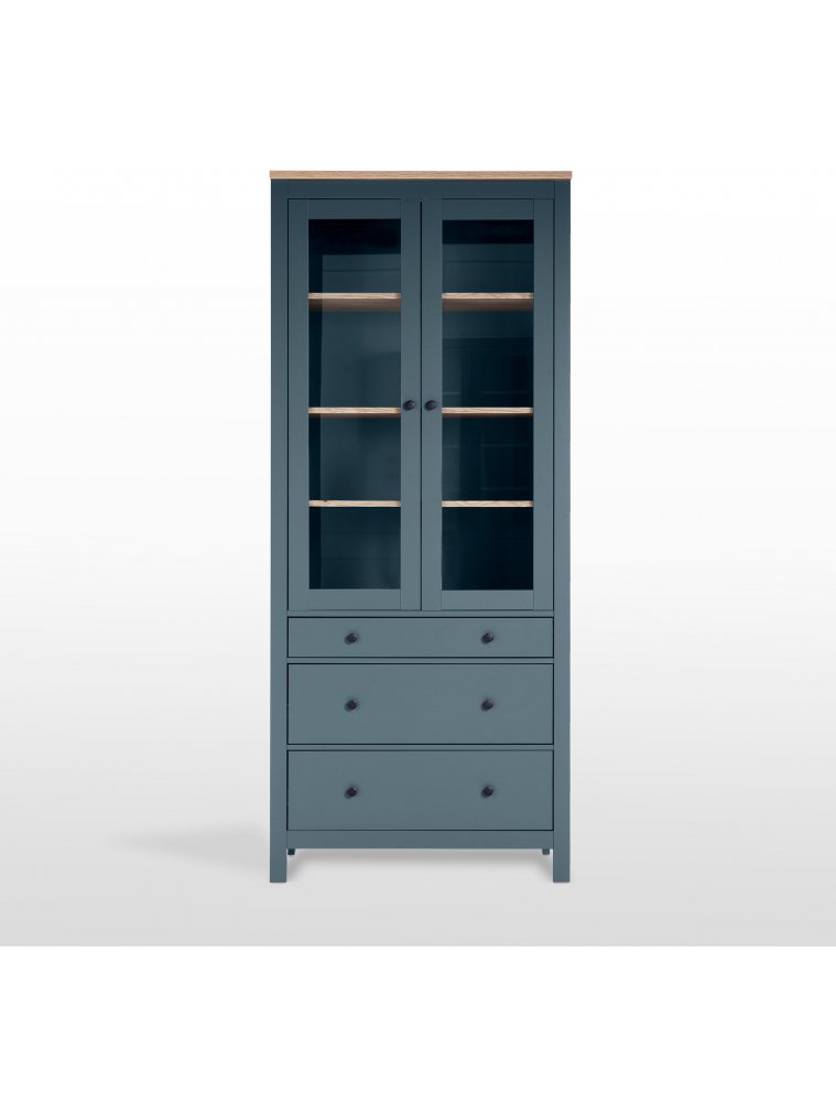 Витрина Сага 90 бирюзовый / ясень