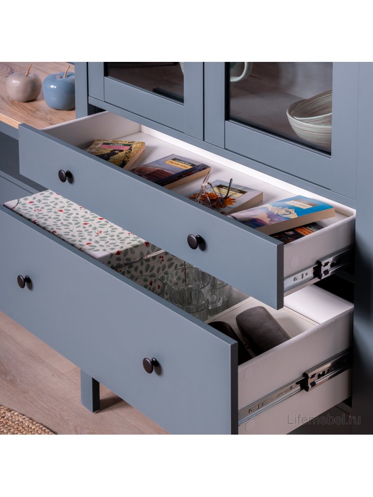 Витрина Сага 90 бирюзовый / ясень