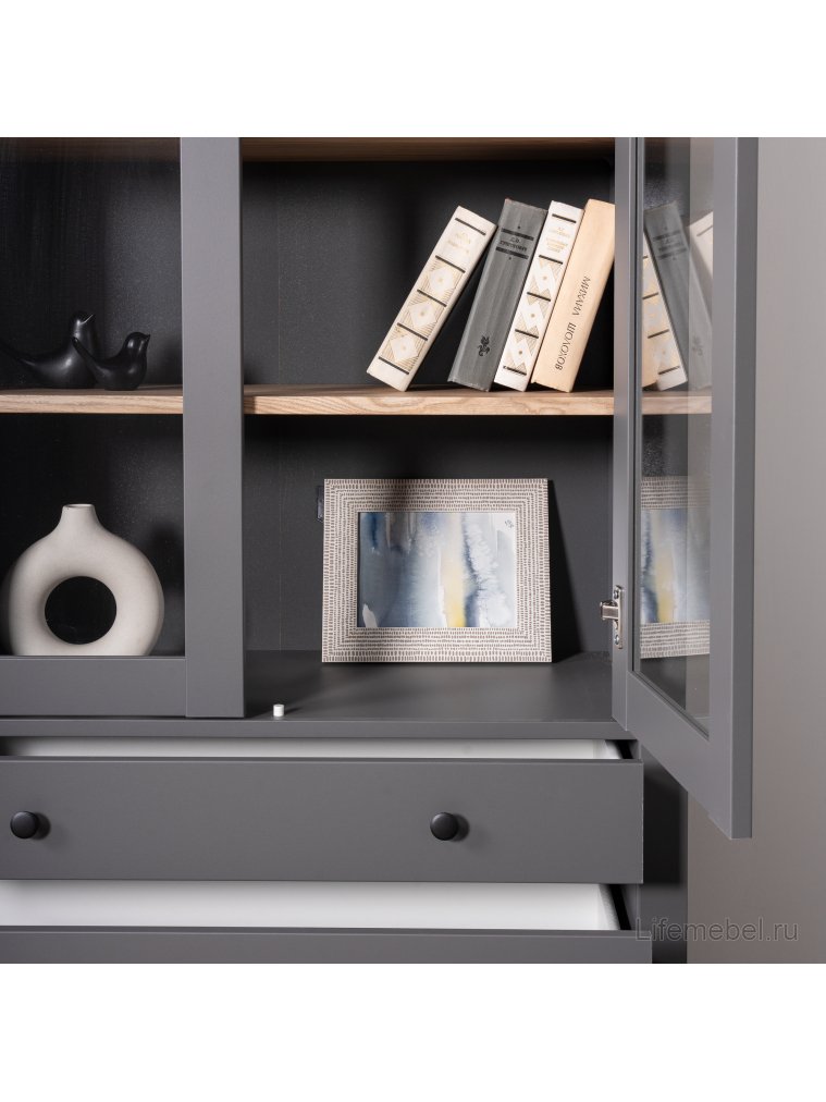 Витрина Сага 90 серый / ясень
