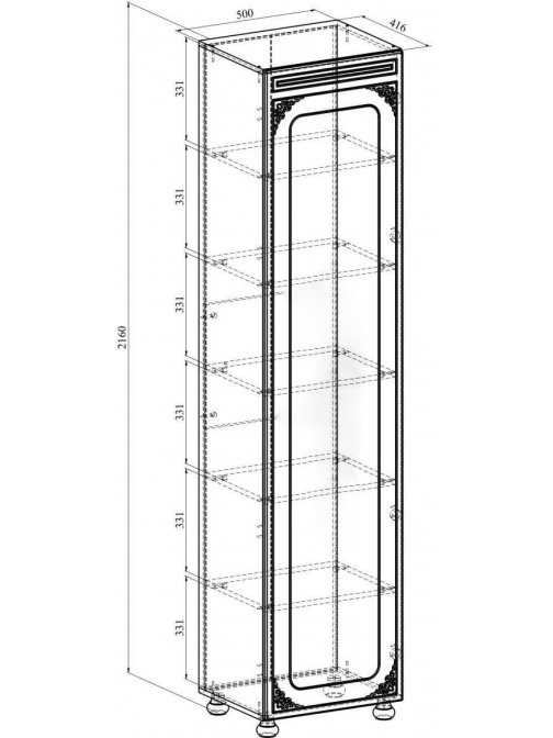 Витрина Ассоль плюс АС-533К со стеклом левая ваниль