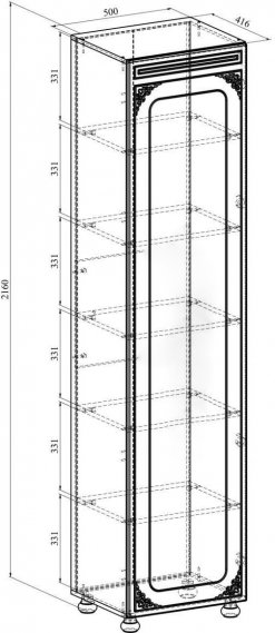 Витрина Ассоль плюс АС-533К со стеклом правая ваниль