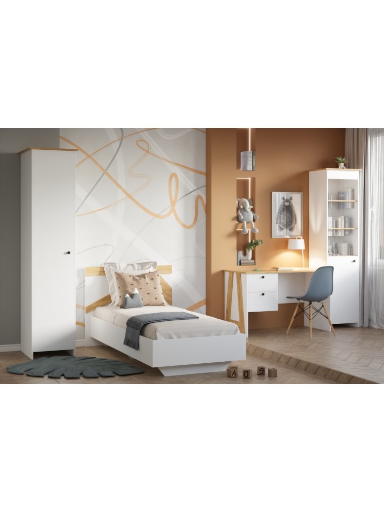 Витрина Теодора белый / крафт золотой