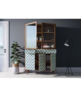 Книжный шкаф Воаб орех / принт 13