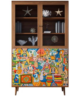 Книжный шкаф Воаб орех / принт 1