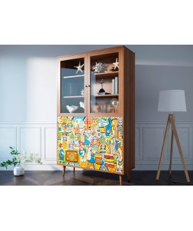 Книжный шкаф Воаб орех / принт 1