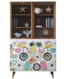 Книжный шкаф Воаб орех / принт 3