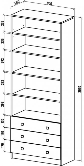 Стеллаж Бостон-8 дуб молочный