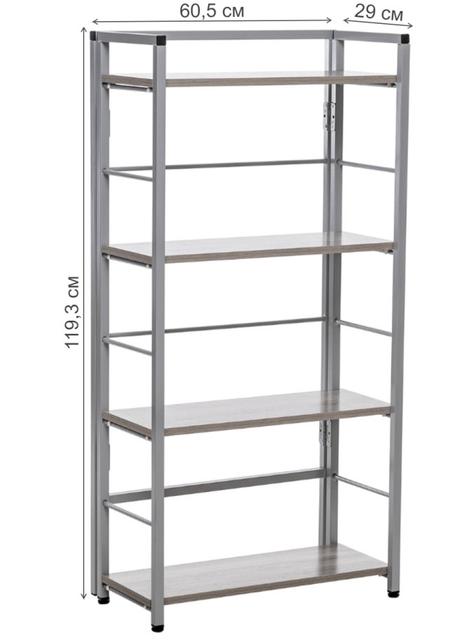 Стеллаж Leset Пако 1200 серый / атлас светлый