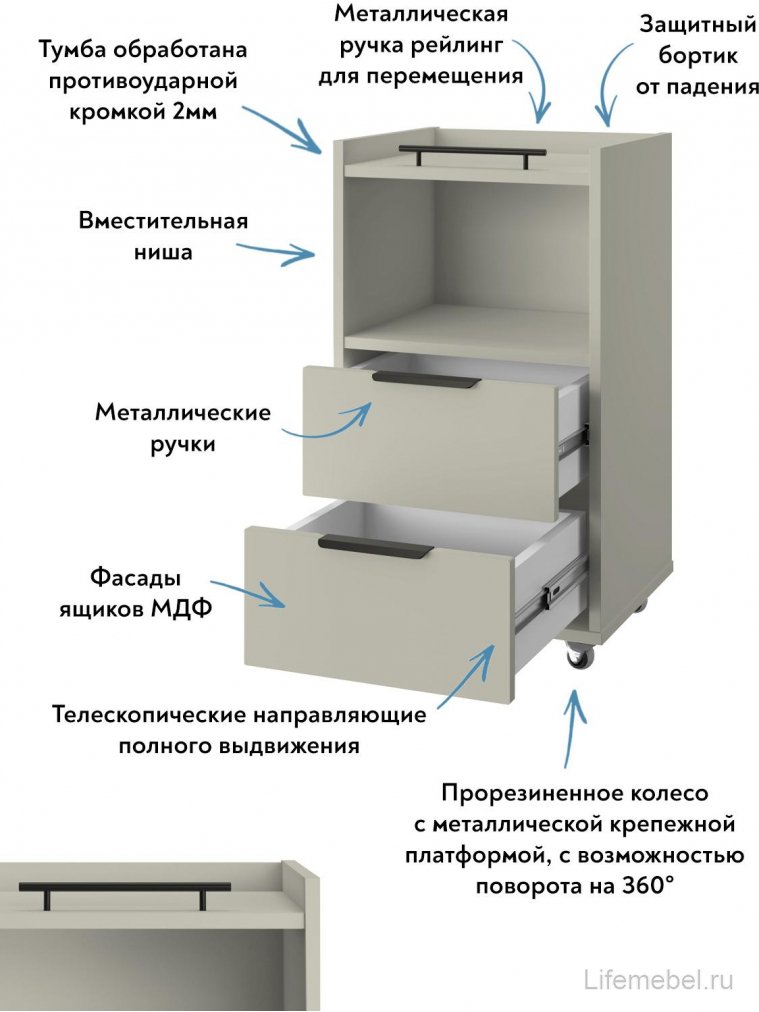 Тумба К-30 глиняный серый / риолит