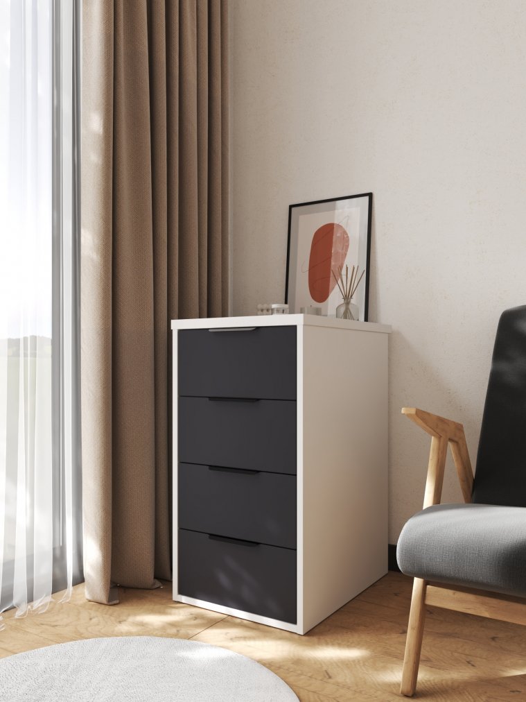 Тумба К-52 белый структурный / графит