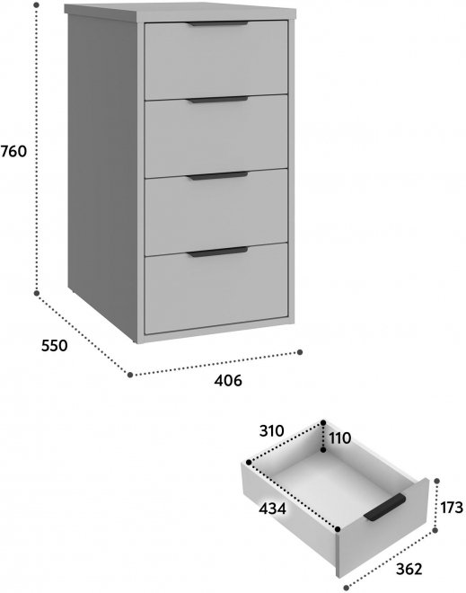 Тумба К-52 глиняный серый / риолит