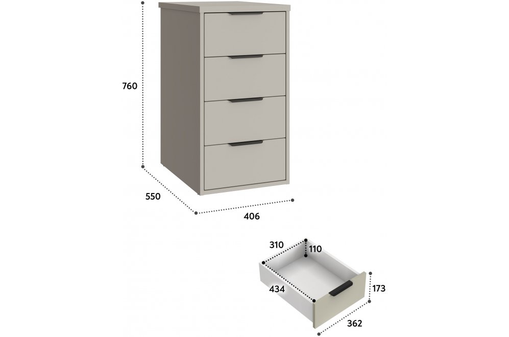 Тумба К-52 глиняный серый / риолит