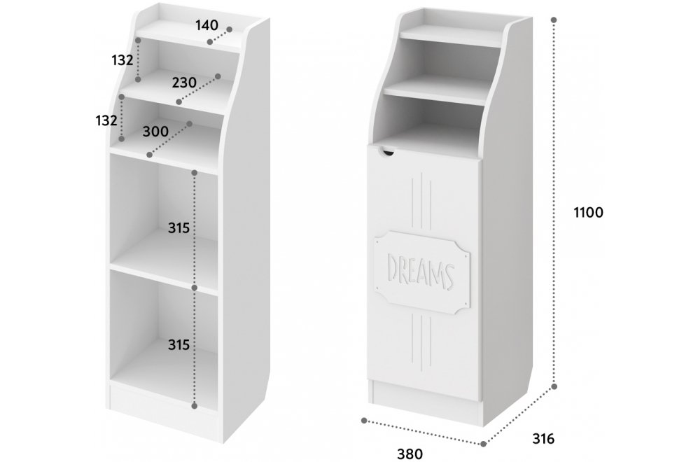 Тумба / Шкаф ДримСтар ДС-63 белое дерево