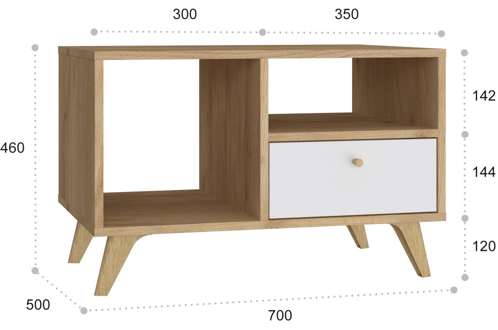Журнальный столик Ирма ИР-30 дуб крафт / белый структурный