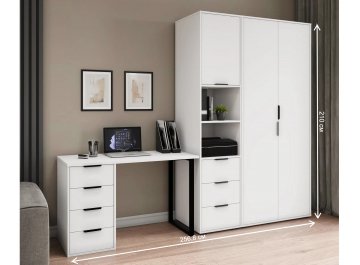 Комплект для кабинета Оптима ОП-100 белый структурный / меренга комплектация 1