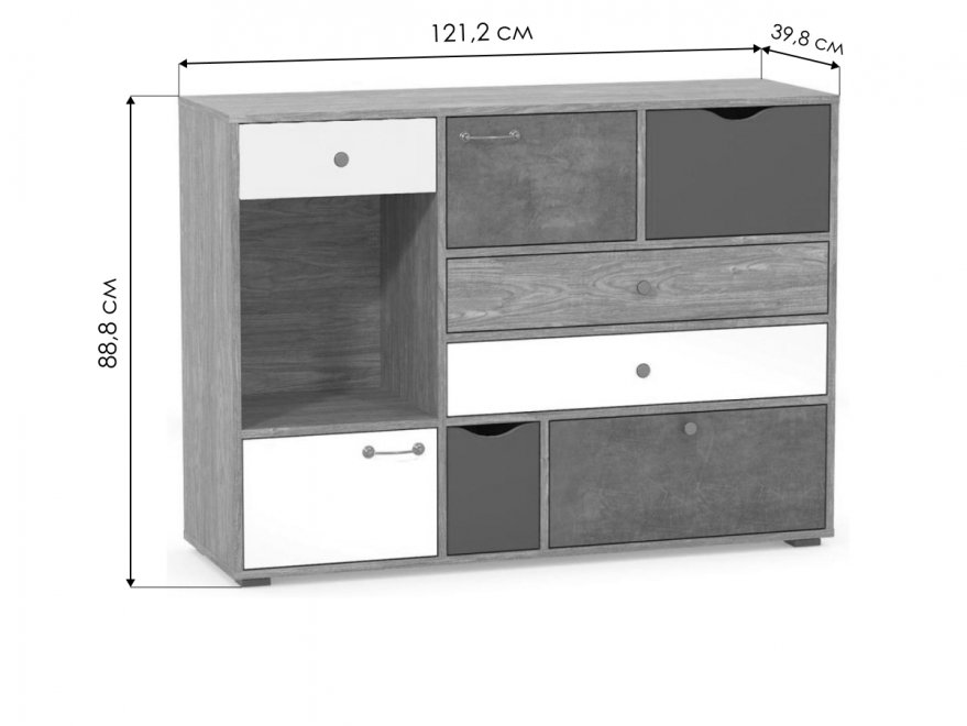 Комод Вайс 10.97 морское дерево винтаж К 015PW / песочный / дуб паллада