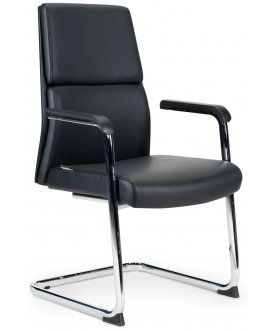 Офисное кресло Лондон CF HR8637-2-417 хром черный / черные вставки экокожа