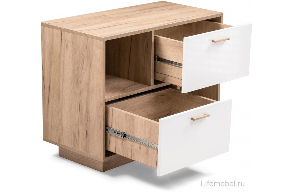 Тумба Эго Т-1 на подиуме дуб крафт золотой / белый глянец