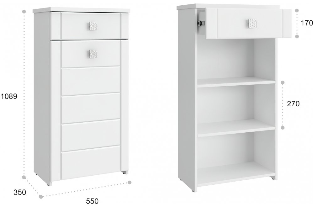 Тумба Изабель ИЗ-56К белое дерево