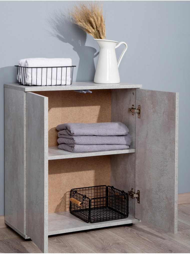 Тумба Ультра Push 2х дверная цемент светлый вельвет