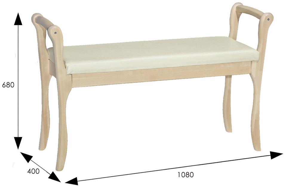 Банкетка Мягкая с подлокотниками экокожа крем / каркас лак